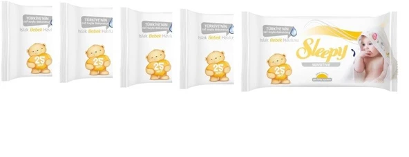 Sleepy Sensitive Islak Mendil 25'lix5 Kapaksız Paket Okul Çanta Seti
