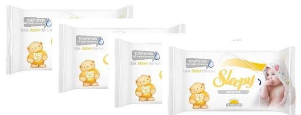 Sleepy Sensitive Islak Mendil 25'lix4 Kapaksız Paket Okul Çanta Seti