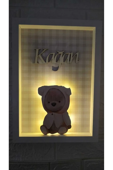 s'he design LEDLİ AHŞAP OBJELİ KAPI SÜSÜ / BEBEK İSMİNE ÖZEL HASTANE DOĞUM ODASI KAPI SÜSÜ - 2