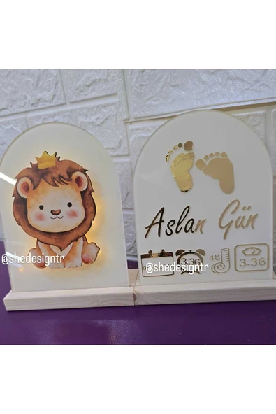 s'he design Bebek İsmine Özel Hazırlanan Işıklı Doğum Panosu - 3