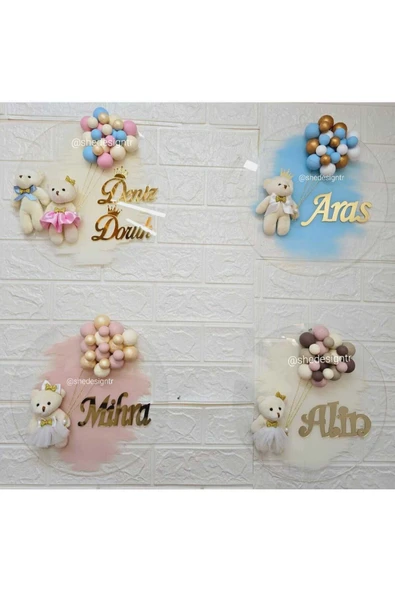 s'he design KIZ BEBEK İSMİNE ÖZEL PLEKSİ KAPI SÜSÜ krem pudra - Resim 4