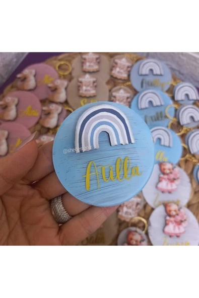 s'he design Hediyelik Figürlü İsme Özel Mıknatıslı Pleksi Magnet 15 Adet