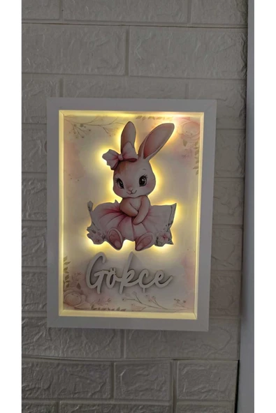 s'he design 30x40 BÜYÜK BOY LEDLİ AHŞAP OBJELİ KAPI SÜSÜ / BEBEK İSMİNE ÖZEL HASTANE DOĞUM ODASI KAPI SÜSÜ - Resim 3