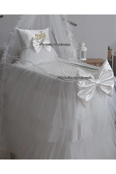 s'he design Hastane Odası Cibinlikli Beşik Süsleme Seti - Resim 3