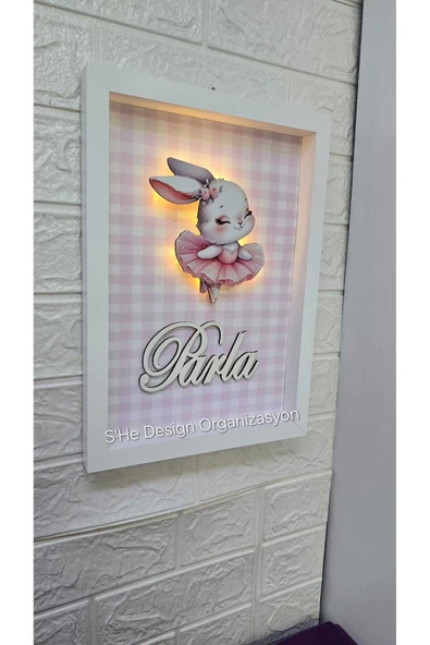 s'he design LEDLİ AHŞAP OBJELİ KAPI SÜSÜ / BEBEK İSMİNE ÖZEL HASTANE DOĞUM ODASI KAPI SÜSÜ - Resim 2