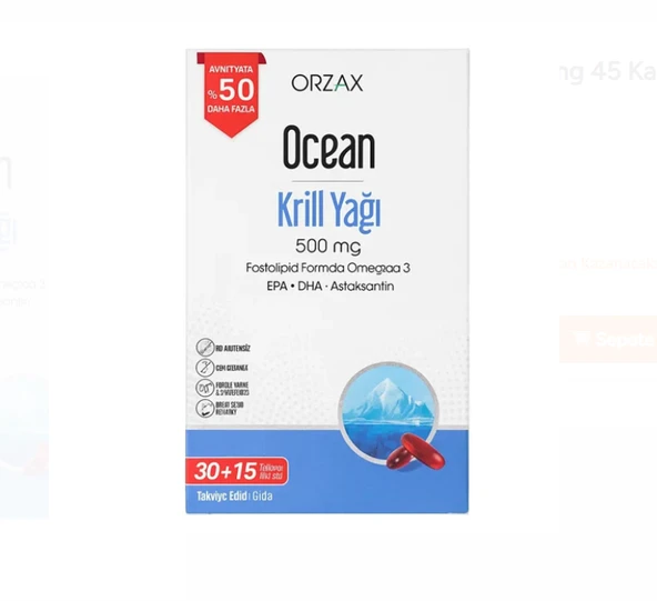 Ocean Krill Oil 500 mg 45 Kapsül - %50 Daha Fazla ürün görseli