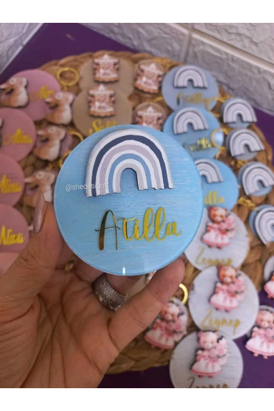 s'he design Hediyelik Figürlü İsme Özel Mıknatıslı Pleksi Magnet 15 Adet - 3