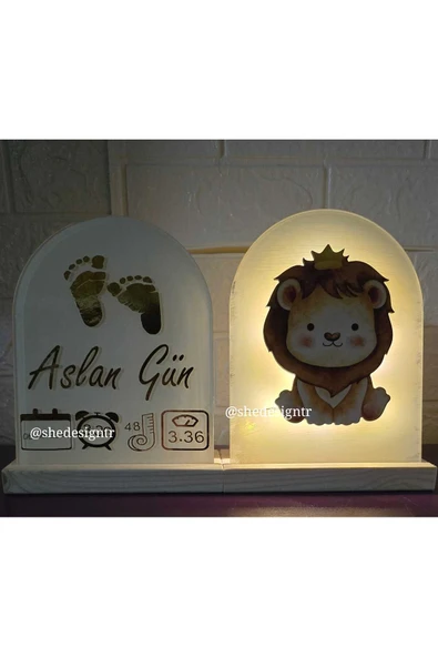 s'he design Bebek İsmine Özel Hazırlanan Işıklı Doğum Panosu - 2