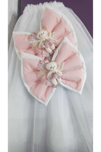 s'he design Yenidoğan Erkek Bebek Ve Hamile Fiyonk Seti Mavi/taba - Resim 5