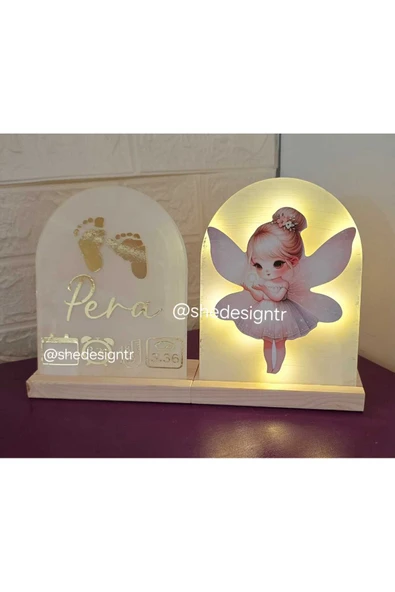 s'he design Bebek İsmine Özel Hazırlanan Işıklı Doğum Panosu - 5