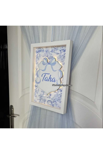 s'he design 30x40 BÜYÜK BOY LEDLİ AHŞAP OBJELİ KAPI SÜSÜ / BEBEK İSMİNE ÖZEL HASTANE DOĞUM ODASI KAPI SÜSÜ - Resim 2