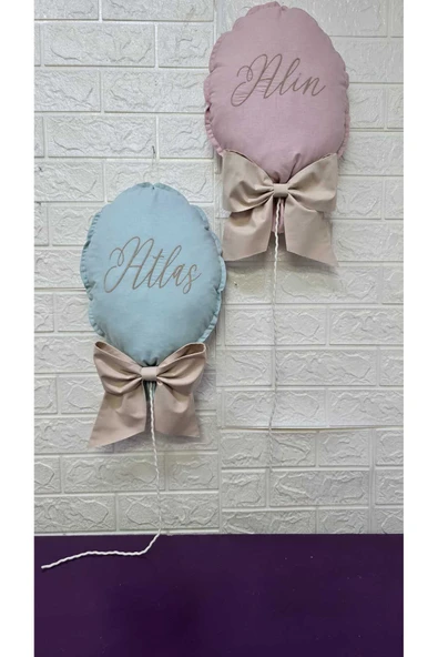 s'he design NAKIŞ İSİM İŞLEMELİ 25x35 BÜYÜK BOY BALON YASTIK BEBEK ODASI - Resim 2