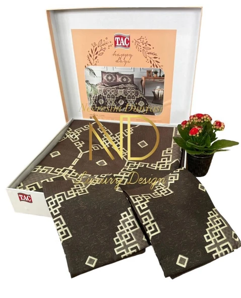 Çift Kişilik Saten Nev Takımı Loren Kahve - 2