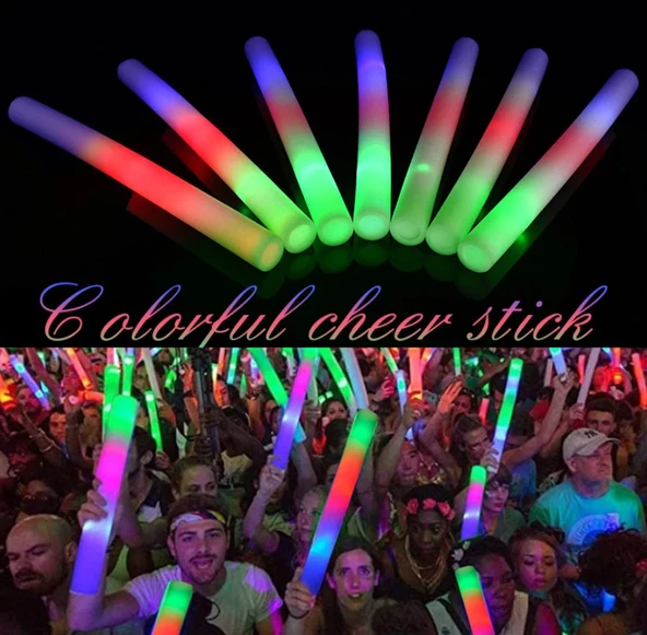 Led Işıklı Rengarenk Sünger Parti Çubuk Işıklı Kauçuk Sopa 46 cm - 4