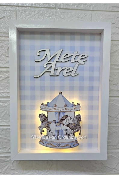 s'he design LEDLİ AHŞAP OBJELİ KAPI SÜSÜ / ERKEK BEBEK İSMİNE ÖZEL HASTANE DOĞUM ODASI KAPI SÜSÜ