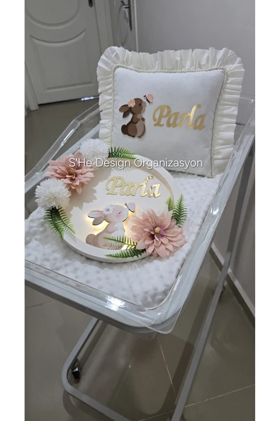 s'he design Kapı Süsü Laatikli Kapı Tülü ve Takı Yastığı Seti - Resim 3