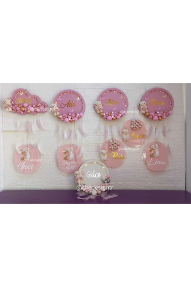 s'he design Bebek İsmine Özel Hazırlanan Bulut Ledli Bubble Kapı Süsü - 2