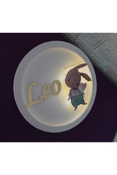 s'he design İsme Özel  Hazırlanan  Ledli Ahşap Pano Hastane Odası Kapı Süsü ürün görseli