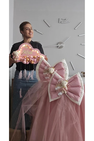 s'he design HASTANE ODASI SÜSLEME SETİ Ledli Kapı süsü Çift Fiyonk ve Küvöz Eteği - 2