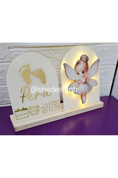 s'he design Bebek İsmine Özel Hazırlanan Işıklı Doğum Panosu - 3