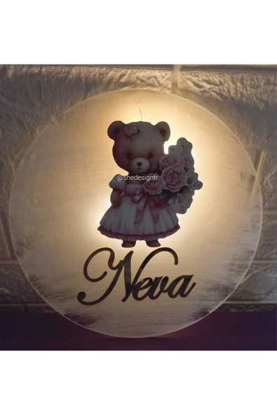 s'he design KIZ BEBEK İSMİNE ÖZEL HAZIRLANAN LEDLİ PLEKSİ KAPI SÜSÜ ürün görseli