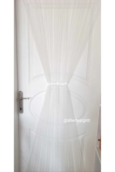 s'he design BÜYÜK BOY  KIZ / GELİN EVİ ŞEFFAF VE GOLD PLEKSİ KAPI SÜSÜ VE BEYAZ LASTİKLİ KAPI TÜLÜ - Resim 5