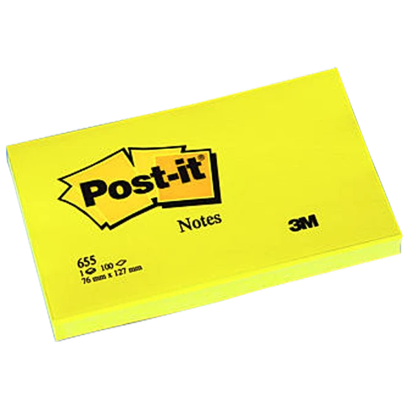 Post-it Yapışkanlı Not Kağıdı 100 YP 76x127 Sarı 655 ürün görseli