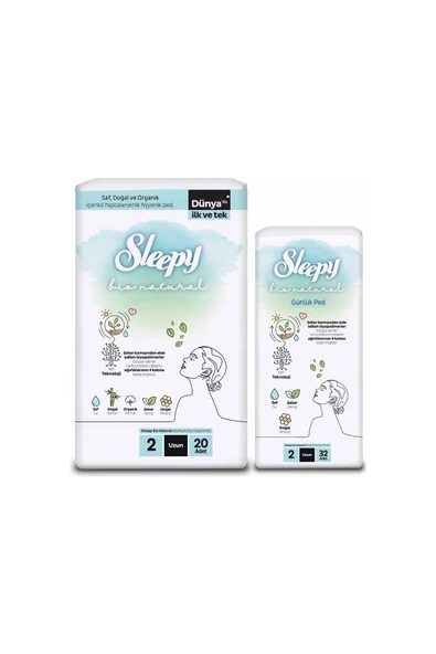 Sleepy Bio Natural Premium Plus Hijyenik Ped Uzun 20'li + Günlük Ped Uzun 32'li - Resim 3