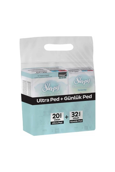 Sleepy Bio Natural Premium Plus Hijyenik Ped Uzun 20'li + Günlük Ped Uzun 32'li - Resim 2