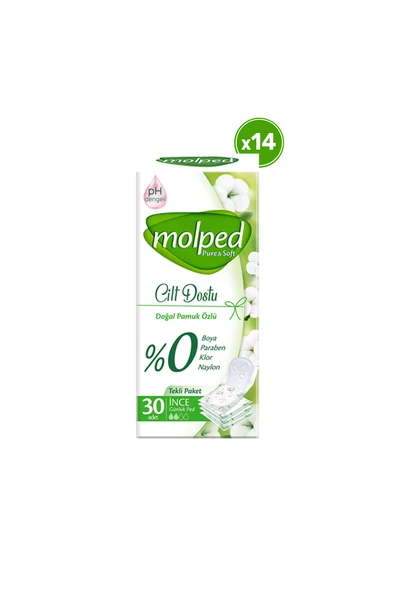 Molped Pure&Soft Günlük Ped (Tekli Paket) SW 30'lu 14 Paket ürün görseli 1