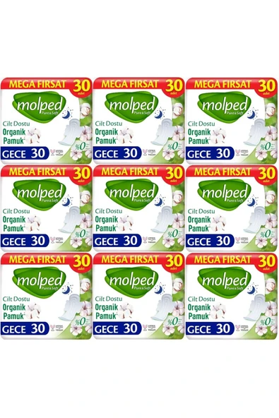 Molped Pure&Soft Hijyenik Ped Gece 270 (9PK*30) Adet Mega Pk ürün görseli