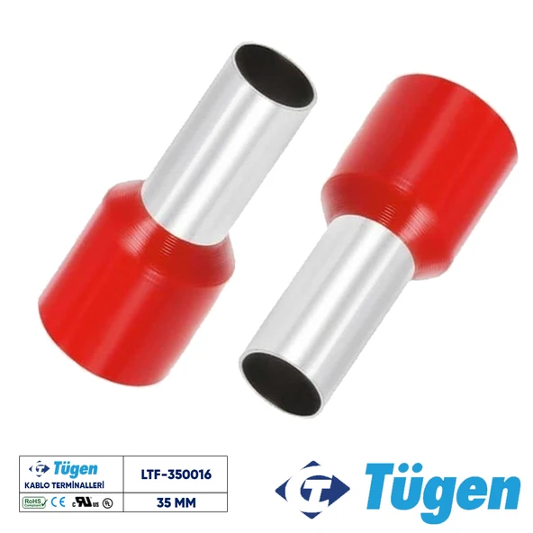 Tügen 35,00mm İzoleli Yüksük Kırmızı ( 1 Kutu 50 Adet ) ürün görseli 1
