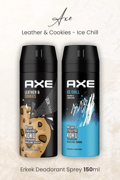 Axe Erkek Deodorant Sprey Leather & Cookies ve Ice Chill 150 ml ürün görseli