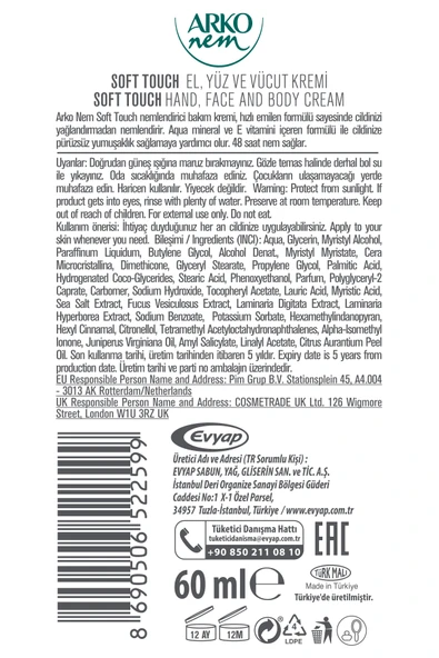 Arko Nem Soft Touch Hızlı Emilen Bakım Kremi 3x60 Ml - Resim 6