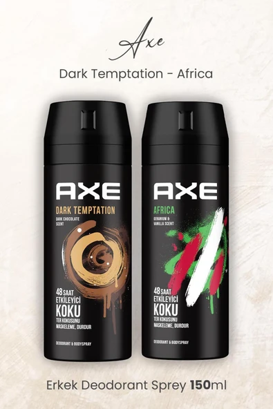 Axe Erkek Deodorant Sprey Dark Temptation ve Africa 150 ml ürün görseli