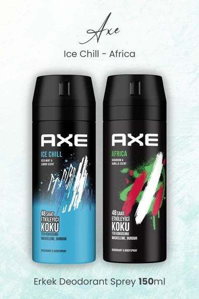 Axe Erkek Deodorant Sprey Ice Chill ve Africa 150 ml ürün görseli