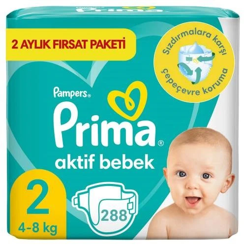 Prima Aktif Bebek 2 Beden 288 Adet Bebek Bezi ürün görseli