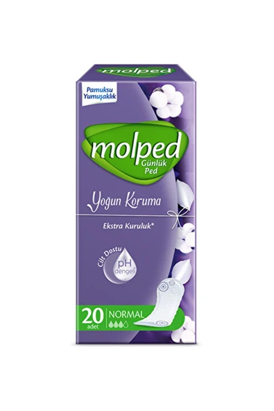 Molped Günlük Ped Yoğun Koruma Normal 20 Adet Kategori: Hijyenik Ped ürün görseli 1
