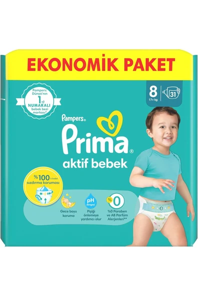 Prima Bebek Bezi Beden:8 (17 KG) Xxx Large 186 Adet Süper Ekonomik Mega Pk - Resim 5