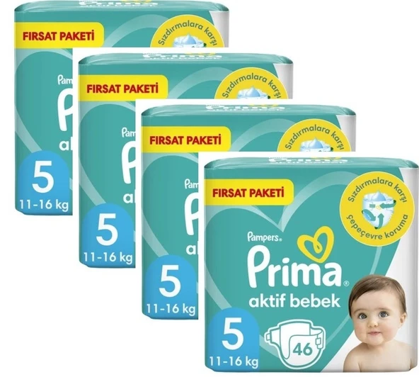 Prima Bebek Bezi Aktif Bebek Aylık Paket 5 Beden Junior 184 Adet ürün görseli