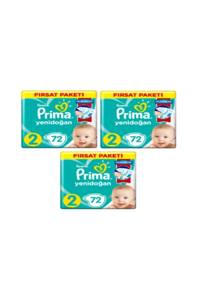 Prima Bebek Bezi Aktif Bebek 2 Beden 216 Adet Fırsat Paketi ürün görseli