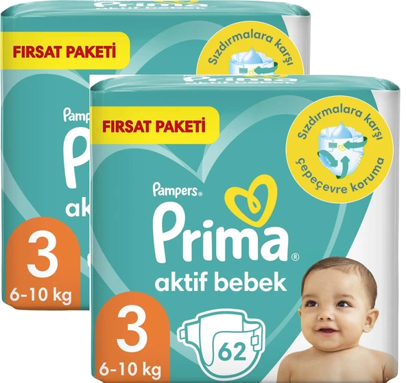 Prima Bebek Bezi 3 Beden 124 Adet ürün görseli