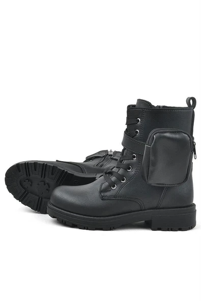 Rakerplus Siyah Fermuarlı Bağcıklı Cüzdanlı Kız Çocuk Bot - Resim 7