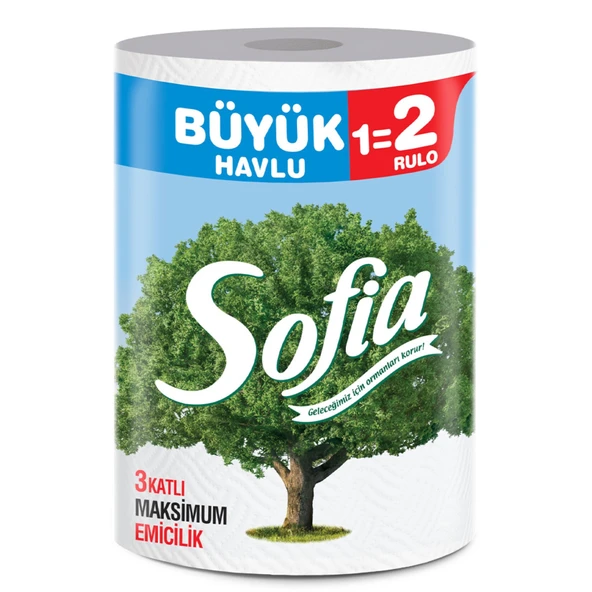 Sofia 3 Katlı Büyük Havlu 1=2 Rulo Kağıt Havlu X 2 adet - Resim 2
