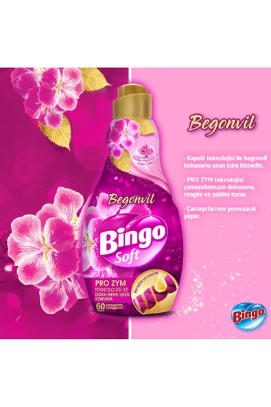 Bingo Soft Konsantre Çamaşır Yumuşatıcısı Begonvil 1440 ml X 4 Adet - Resim 5