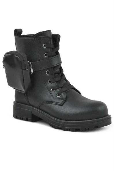 Rakerplus Siyah Fermuarlı Bağcıklı Cüzdanlı Kız Çocuk Bot - Resim 10