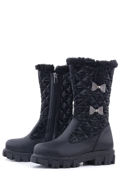 Rakerplus Siyah Uzun Fermuarlı Kurdeleli Kız Çocuk Yağmur Çizmesi - Resim 6