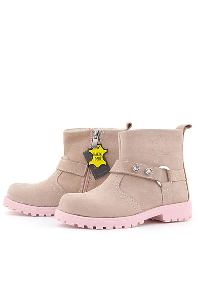 Rakerplus Chiron Hakiki Deri Pembe Fermuarlı Taşlı Kız Çocuk Bot - Resim 6