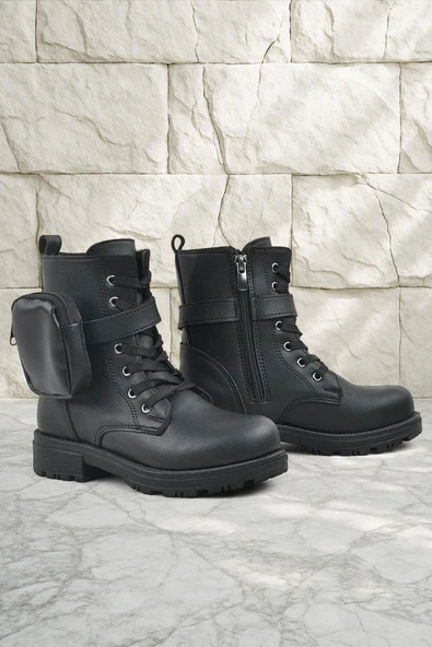 Rakerplus Siyah Fermuarlı Bağcıklı Cüzdanlı Kız Çocuk Bot - Resim 9