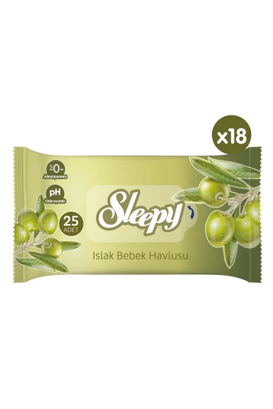 Sleepy Doğal Zeytinyağlı Ve Pamuklu Islak Bebek Havlusu 18X25 (450 Yaprak) - Resim 2